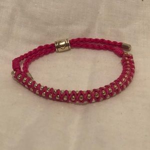 Pink Cord and Silver Beaded Brighton Bracelet
